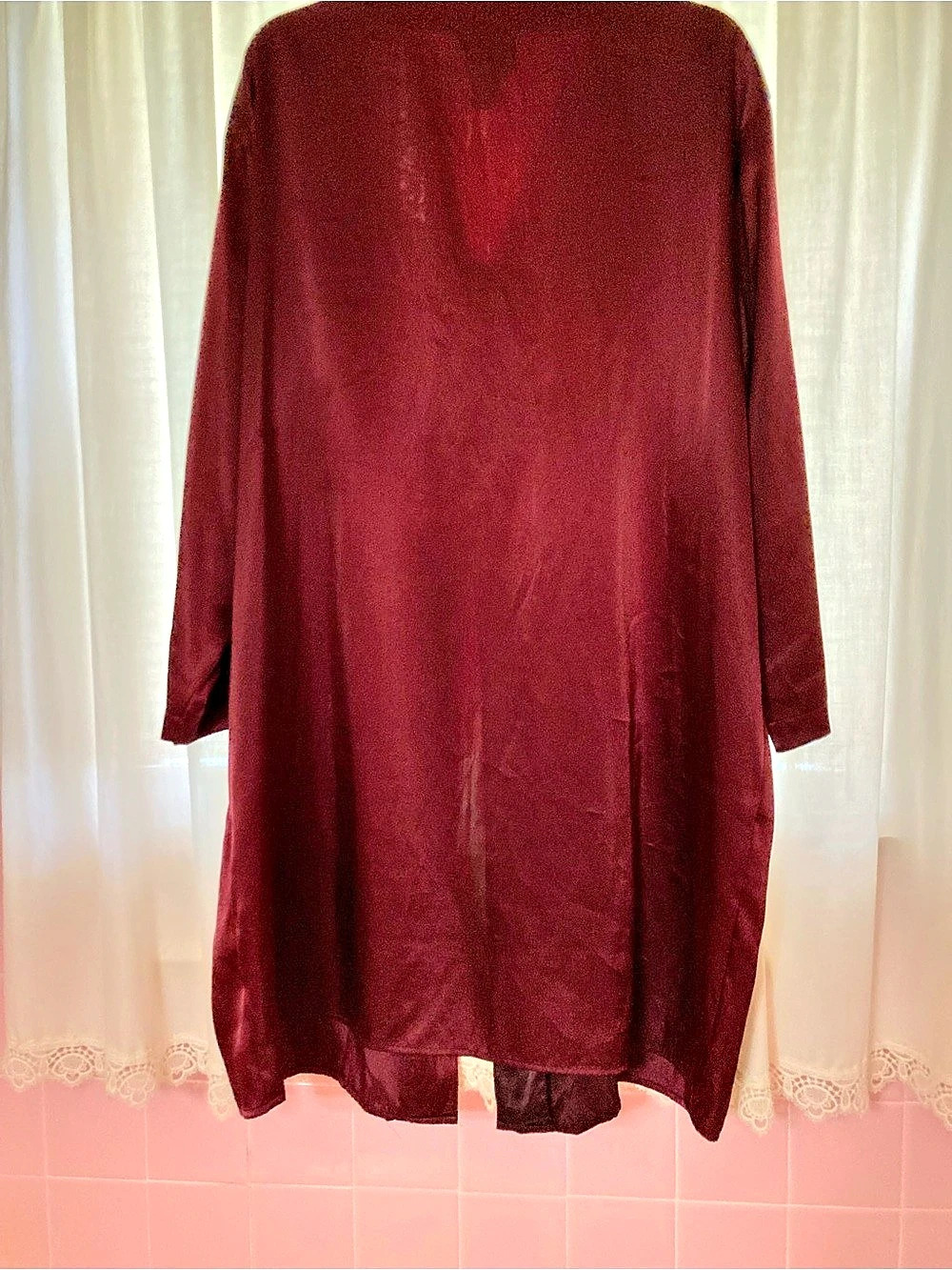 Solange satin Burgundy Lace Gown & Robe Size 14/16 Like New - Picture 6 of 6
